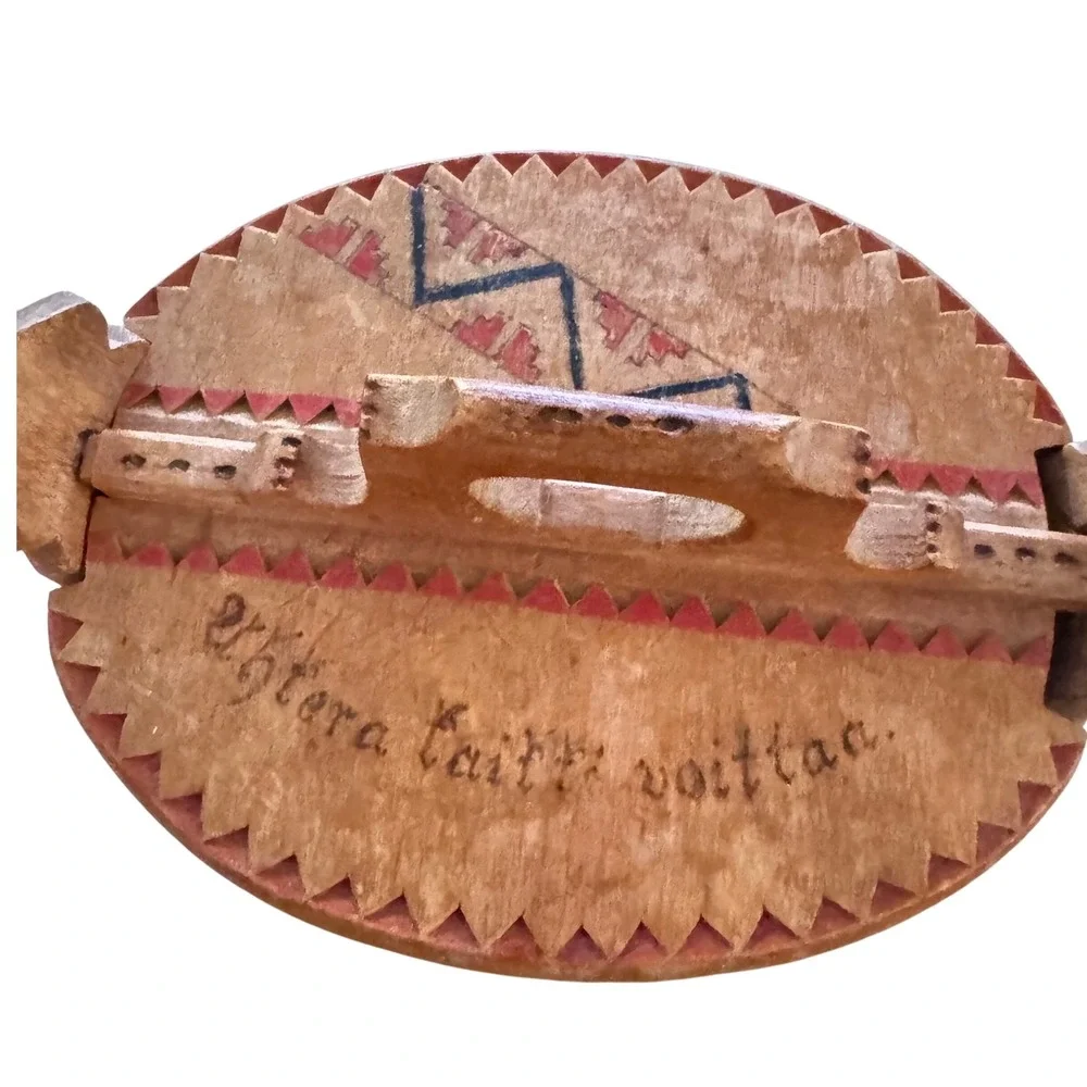 Vintage Hand Carved‎ Wooden Tine Box Folk Art Norwegian Style Painted Small